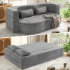 product-fancy-dfeac10c-9958-4d32-9093-6df1490c4138 Convertible Folding Sofa Bed, 78" Full Size Floor Sleeper Couch, Faux Rabbit Fur Full Foam Futon Loveseat for Living Room Bedroom, No Assembly Required