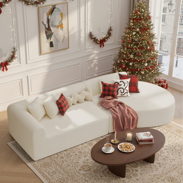 product-fancy-e0017596-6f12-413c-90bd-54c04b2e624a 116" Curved Sofa with Throw Pillows, 4-Seater Luxury Chenille Fabric with Fully Assembled Long Lounge Sofa, Living Room Curved Sectional Sofa Chaise Lounge