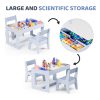 product-fancy-e020f9a0-5f21-411b-ba17-16383b49c1df Set of Table And Chairs for Children, Featuring a 3-In-1 Wooden Activity Desk with a Blackboard, Storage Area, And a Removable Tabletop for Drawing, Reading, Playing, And Crafting, Suitable for Nurseries And Playrooms