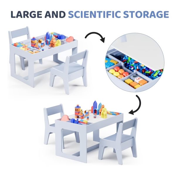 product-fancy-e020f9a0-5f21-411b-ba17-16383b49c1df Set of Table And Chairs for Children, Featuring a 3-In-1 Wooden Activity Desk with a Blackboard, Storage Area, And a Removable Tabletop for Drawing, Reading, Playing, And Crafting, Suitable for Nurseries And Playrooms