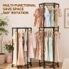 product-fancy-e0235940-1d7c-46ad-8974-279f61c89eb9 Rotating Clothing Rack with Wheels, Heavy Duty Metal Garment Rack for Hanging Clothes, Multifunctional Rotating Clothing Organizer, Freestanding Closet Organizer for Bedroom, Laundry Room, Space Saving Closet Storage for Coats, Dresses, Pants