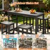 product-fancy-e06017dd-011a-4f1a-bcc5-298e53e0b20d 5pcs Outdoor Bar Table And 4-Chair Set, 55-Inch Rectangular High-Leg Bar Table with Stools, All-Weather Waterproof Patio Furniture, Easy to Assemble, Ideal for Patios, Balconies, Backyards, Porches, And Small Spaces