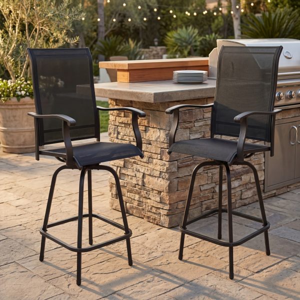 product-fancy-e07dd330-4e65-493b-baf9-1a47d6a64e83 Outdoor High-Back Rotating Dining Chair (2pcs Set/ 4pcs Set, All-Weather 360° Rotating High-Backed Outdoor Patio Dining Chair, Forged Carbon Steel Fabric Patio Chair Set, Suitable for Patios, Lawns And Gardens (Blue/Black/Brown/Grey))