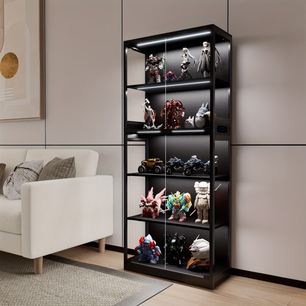 product-fancy-e0a0b806-1bb9-45a7-bc38-4b19d16a4f36 5-Tier Display Cabinet with Glass Doors, Dimming LED Lights And Motion Sensor, for Collectible Figures, Living Room, Bedroom, Or Office, Metal Frame