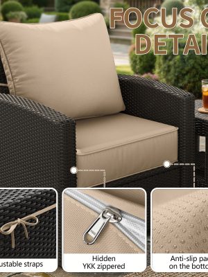 Outdoor Cushion Set of 1pc/2pcs/4pcs/6pcs - Thick 35D High-Density Foam Cushions Measuring 24*24*6.5 Inches, Featuring Quick Rebound, High Durability, And Easy Cleaning, Suitable for Outdoor Furniture Like Sofas And Patio Chairs