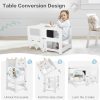 product-fancy-e0c60e1c-283d-4e19-b3ae-10767444512a Wooden Foldable Learning Tower with Blackboard - 3-In-1 Step Stool And Assisted Standing Tower, Foldable Kids Table And Chair Set, for Toddlers 18+ Months