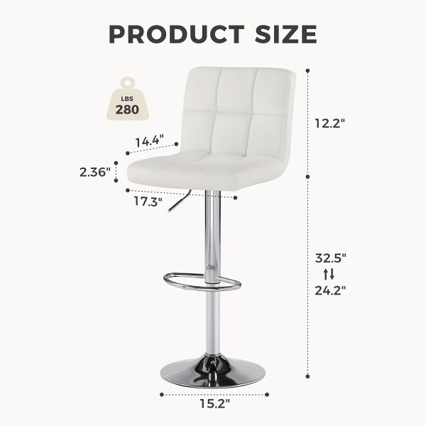 product-fancy-e0d194a2-b303-4a94-a69e-76e57e4b6f67 Adjustable Armless Swivel Bar Stools Set - Hydraulic PU Leather with Thickened Seat Cushion & Backrest for Kitchen Counter Height Home Bar