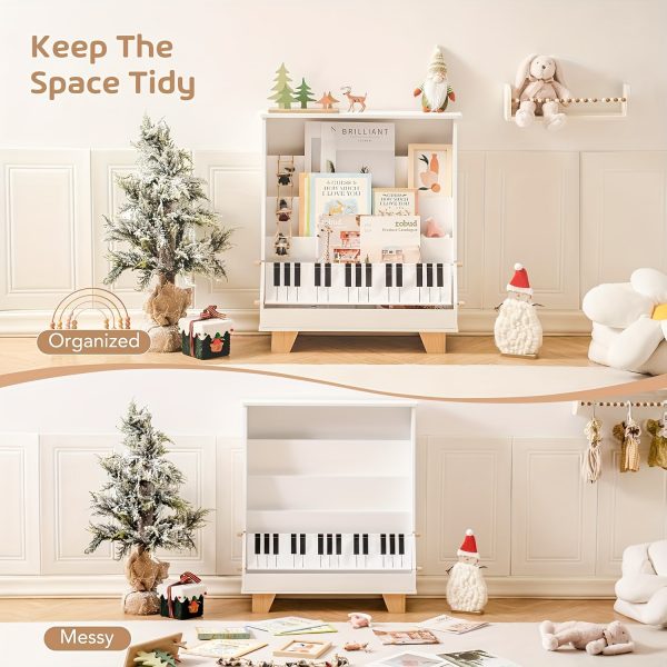 product-fancy-e1059cb4-79ab-42c2-aba4-6a87a7c4252d ROBOTIME White 4-storey Children's Bookshelf, Wooden Children's Bookshelf Front And Rear Storage - Suitable for Preschool Bookshelves In Classrooms, Game Rooms, And Daycare Centers