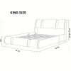 Contemporary Platform Bed Frame Made of Faux Leather, Featuring Iron Metal Accents, an Adjustable Headboard, And Wooden Slats for Support, Eliminating The Need for a Box Spring