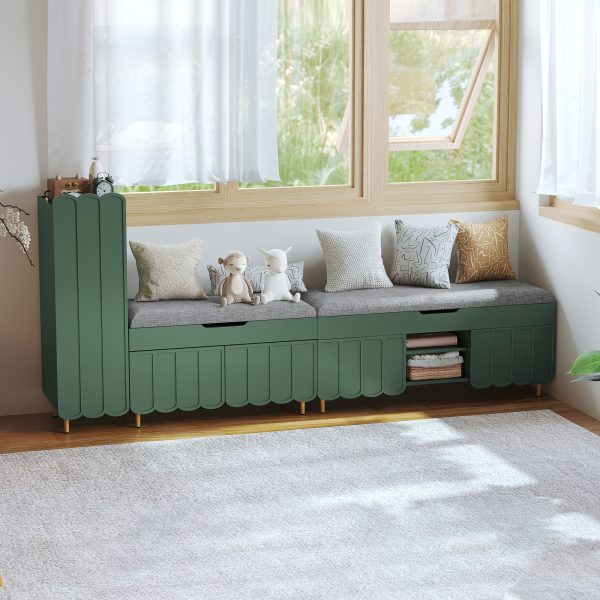 product-fancy-e14ac8ae-3d1a-4a23-8e75-f50b8201f267 Shoe Organizer Cabinet, Entryway Bench With Adjustable Shelves And Cushioned Seat, Unique L-Shaped Bench Cabinet For Entryway