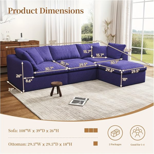 product-fancy-e1692339-a036-40c5-a350-dbcef2f58459 Modular Sectional Sofa with Movable Ottoman | No Assembly Required, Boneless Cloud Couch, Deep Seat L-Shaped, Suitable for Living Room, Bedroom, and Apartment