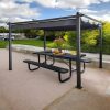4/6FT Heavy-Duty Metal Picnic Tables For Outdoor, Rectangular Commercial 4-6-Person Picnic Tables With Bench, Expanded Picnic Table And Bench Set, Outside Furniture Set For Yard, Outside, Garden, Backyard, Porch, Patio, Lawn, Black, Weather Resistant