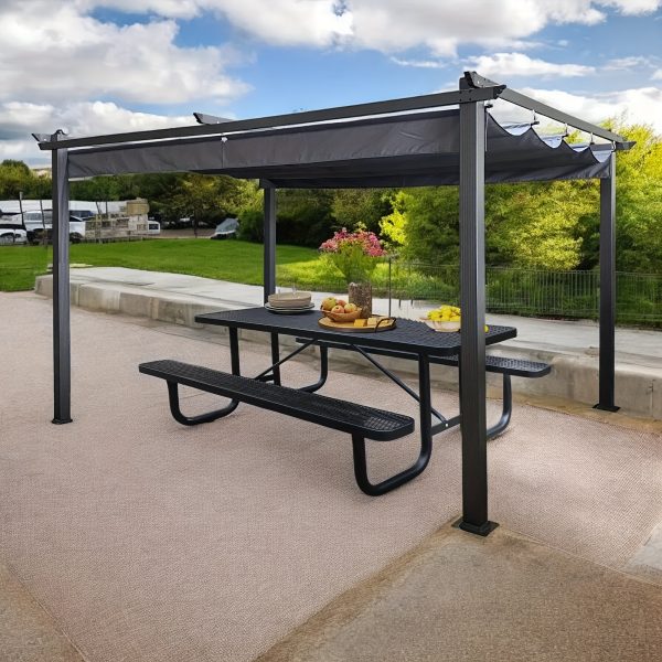 4/6FT Heavy-Duty Metal Picnic Tables For Outdoor, Rectangular Commercial 4-6-Person Picnic Tables With Bench, Expanded Picnic Table And Bench Set, Outside Furniture Set For Yard, Outside, Garden, Backyard, Porch, Patio, Lawn, Black, Weather Resistant