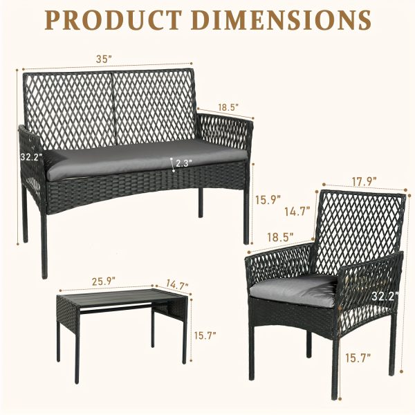 product-fancy-e1b822fa-bb9e-4120-95b6-26e0fc0bf97e 8pcs Patio Furniture Set, Outdoor Rattan Chairs Rattan Conversation Sets With Cushions And Coffee Table For Porch Garden Poolside Backyard, Black - Patio Furniture Outdoor
