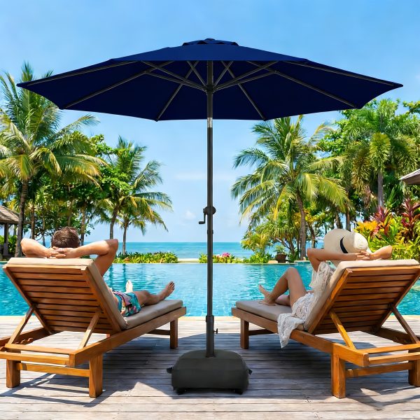 [9ft Polyester Patio Umbrella] 9ft Polyester Patio Umbrella with Base | Outdoor Market Umbrella with Ventilation, Suitable for Pool, Garden, Backyard, Deck, Christmas & Halloween