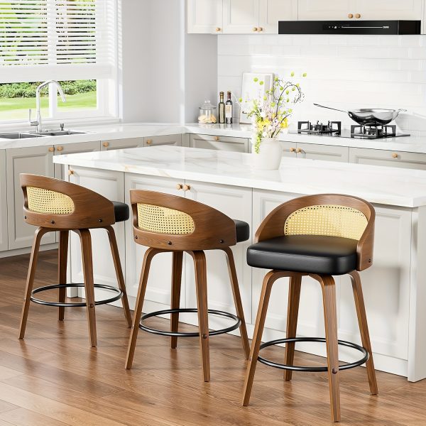 product-fancy-e1eca7f8-d4db-4f1a-aee9-e6009f6d9922 3/4pcs Bar Stool Set: Luxurious Faux Leather, Swivel And Armless Kitchen Counter Stools with Thickened Cushion And Back Support, Designed for Kitchen Islands And Bar Counters