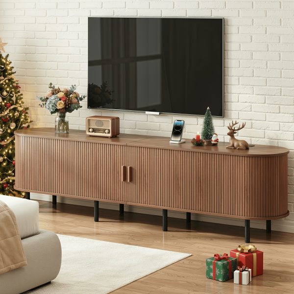 product-fancy-e1f207a8-751d-4718-8390-dcc3e02a2c68 PAZCASA Wide Large TV Stand, Available in 86-inch/70.8-inch/55-inch Sizes, with Power Outlets, Suitable for 90-inch TVs. Sturdy and Durable Entertainment Center Featuring Adjustable Shelves, Sliding Doors, and Ample Storage Space. Modern Media