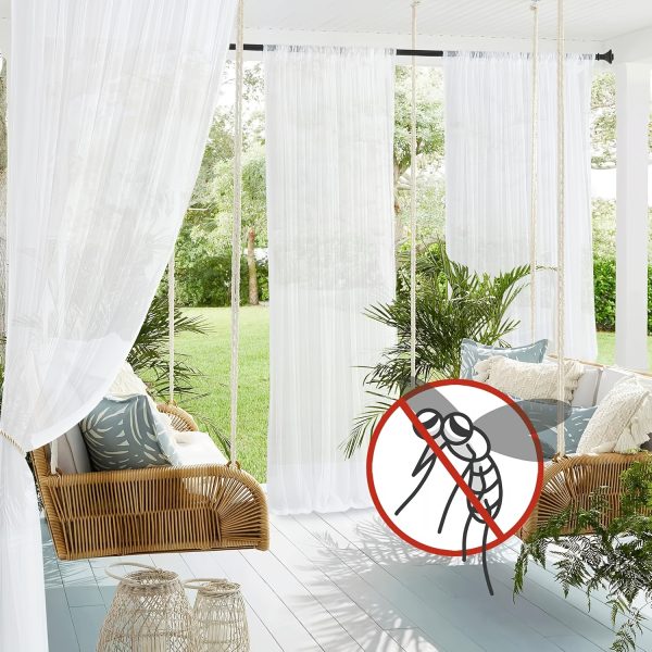 product-fancy-e2368ea2-af00-4e55-935d-5f9231d248c8 Single-piece Outdoor Transparent Knitted Polyester Mosquito Net with Rod Pocket — Breathable Anti-mosquito Mesh, Suitable for Gazebos, Terraces, Gardens, and Pavilions — Design and Installation