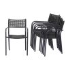 HARAISEDK Patio Dining Chairs Set Of 4/6 Stackable Ergonomic Rattan Armchairs All Weather Powder Coated Metal Frame Garden, Balcony, Poolside White/Gray