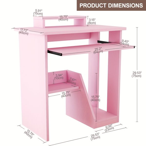 product-fancy-e2c147f5-a89e-4958-b4ef-eef181d8531d 30" Pink Corner Computer Desk with Drawers - Space-Saving Design, Monitor Stand & Keyboard Tray, Ideal for Home Office or Bedroom, Sturdy Hardwood Construction