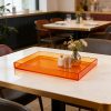 Orange Transparent Acrylic Tray - Creative Desktop Organizer Tray, Multi-functional Home Decorative Tray, Fashionable Minimalist Style Coffee Table Tray, Bathroom Cosmetic Storage Tray, Living Room Ornament Display Tray. Made of High-quality Acrylic