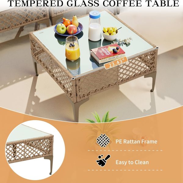 product-fancy-e2d8a11e-17c9-4157-b8e3-fc93948fa0c1 7pcs Outdoor Wicker Patio Furniture Set, Rattan Sectional Sofa with Cushions And Coffee Table, Suitable for Backyard, Poolside, Porch, Garden, Sectional Patio Furniture, Patio Table, Outdoor Table, L-shaped Patio Sofa Set