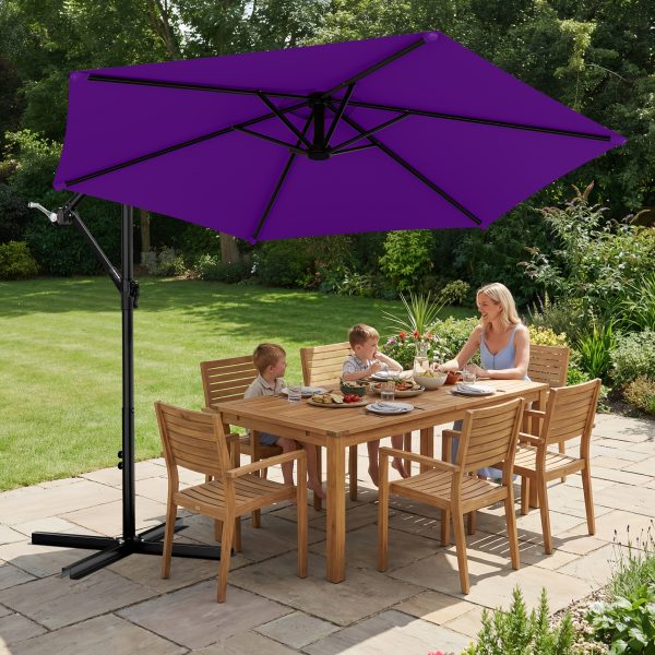 product-fancy-e2e1c181-2a81-4709-b6bb-fbdf6d92bb35 10-Foot Cantilever Patio Umbrella Featuring an Infinite Tilt Mechanism, Offset Outdoor Umbrella with a Cross Base, Durable Crank Lift Market Umbrella Suitable for Yards, Gardens, And Decks (Weighted Base Sold Separately)