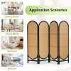 product-fancy-e30ed12b-855c-479e-9559-a2c303db5832 4 Panels Room Dividers And Folding Privacy Screens, Hand-Woven Rattan Room Divider Wall, Wood Room Divider Freestanding Room Partitions Screen For Home Office Bedroom, Black