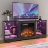 product-fancy-e30ff165-3b66-4ef3-8c9a-5ff0f0bb5e09 Fireplace TV Stand with 18-Inch Fireplace, Modern Entertainment Center for Tvs Up to 65 Inches, Media TV Console with Adjustable Glass Shelves And Storage Cabinets, Farmhouse TV Stand for Living Room