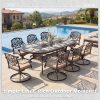 product-fancy-e3364eef-edc8-4490-a78f-8e48b9a3bef5 9pcs Cast Aluminum Patio Furniture, Outdoor Dining Sets for 8 Include 87" Oval Patio Dining Table And 8 Chairs with Cushions & Umbrella Hole (Bronze)