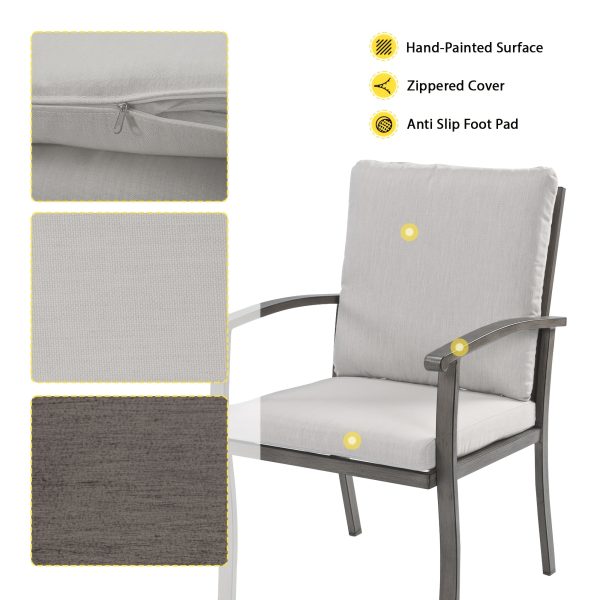 9pcs Aluminum Outdoor Dining Table And Chair Set, Suitable for 8 People, The Set Includes 1 Round Table, 8 Chairs, with Cushions And Back Cushions, Suitable for Outdoor Garden Terrace Furniture Set