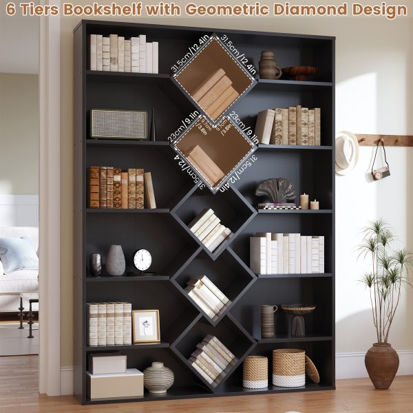 product-fancy-e369b525-f56d-4389-b0a3-c8d9c12bf0d6 Triple Wide Bookshelf, 6 Tier Large Bookshelf, Bookcase with 17 Open Display Shelves, 71'' Tall Bookcases And Bookshelves for Living Room, Home Office, Library