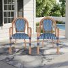 product-fancy-e37eae8a-484c-4df5-81b5-9eb8cde8956e French Bistro Chairs Set Of 2, Hand-Woven PE Rattan Outdoor Arm Dining Chairs with Metal Frame for Garden Balcony