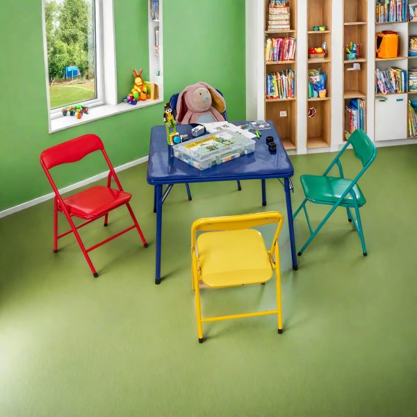 product-fancy-e3d7d27b-7969-43d3-b4e7-2f6c8ac7fdf7 Colorful Folding Table with 24-Inch Width And 2/4 Sturdy Chairs - Vibrant, Space-Saving Design, Perfect for Family Playtime, Creative Activities, And Learning - Ideal for Fun And Creative Spaces ( 3pcs Or 5pcs)