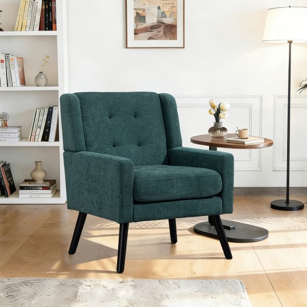 product-fancy-e3ef827f-5b8c-4260-9635-26743501a3ed Mid-Century Modern Tufted Accent Chair, Ergonomic Wingback Armchair with Detachable Armrests, Linen & Suede Fabric Lounge Chair for Living Room Bedroom Office