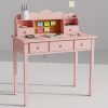 product-fancy-e42f928e-483f-4b7e-8f12-e1e1141d9b99 Modern 40-Inch Pink Writing Desk Featuring a Hutch And Five Drawers, Ideal for a for home Office Or As a Compact Vanity in The Bedroom