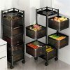 product-fancy-e45ba8dc-8091-4a5e-bd7e-c3a0d9812db9 Rotating Kitchen Storage Shelf 5 Tier, Metal Fruit Vegetable Storage Basket Multi-Layer Vegetable Rack Storage Trolley on Wheels, Floor-Standing Basket for Kitchen Bathroom, Square