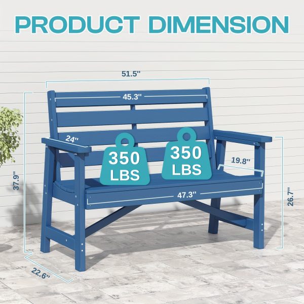 product-fancy-e4728769-c25b-4b04-a181-b8ae3f85bd55 51.5' Outdoor Bench Heavy Duty HDPE Garden Bench for Patio, Park, Porch & Backyard Comfortable 2-Person Seating Rust-Free & All Weather Resistant
