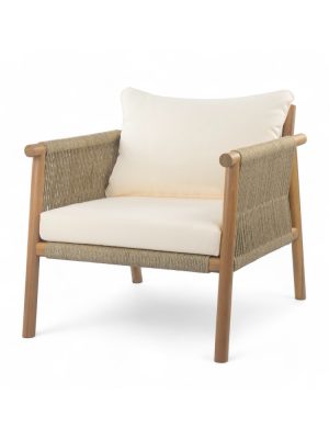 28' Modern Outdoor Woven Lounge Chair with Solid Wood Frame And Comfortable Polyester Cushions, Perfect for Patio, Garden, Or Balcony