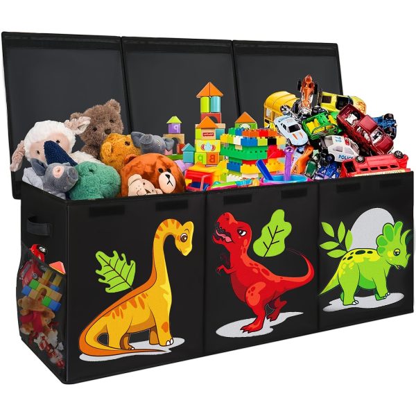 product-fancy-e4a92800-911b-40b7-95e3-cc4cb5bc0d58 Extra Large Box, Collapsible Sturdy Storage Organizer With Lids, Dinosaur Box For 14+ Boys Girls, Chest Bin Baskets For Living Room, Playroom, Bedroom, Nursery, Black
