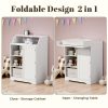 Foldable Baby Changing Station with 3 Drawers, White Diaper Table Organizer with Open Storage for Nursery