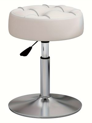ACEQLYT Adjustable Vanity Stool, Faux Leather Vanity Chair For Makeup Room Bedroom, Round Makeup Chair Ottoman, Sturdy, Rust-Resistant And Easy To Assemble