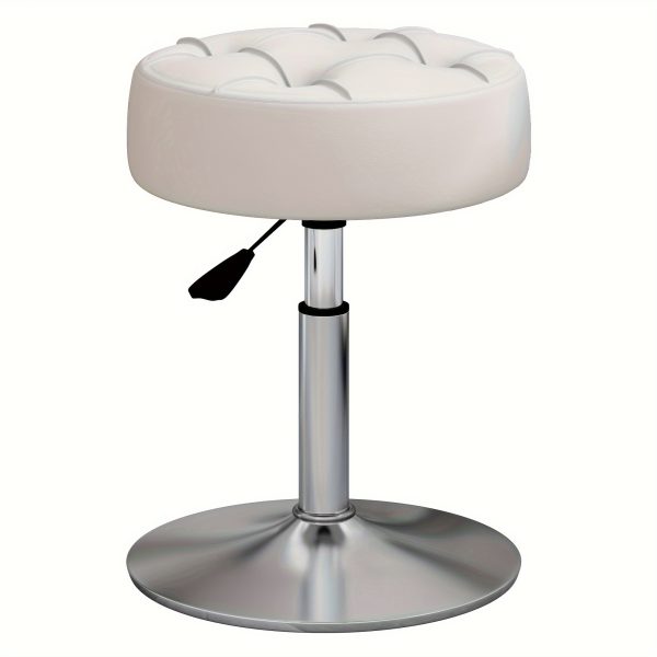 ACEQLYT Adjustable Vanity Stool, Faux Leather Vanity Chair For Makeup Room Bedroom, Round Makeup Chair Ottoman, Sturdy, Rust-Resistant And Easy To Assemble