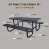 4/6FT Heavy-Duty Metal Picnic Tables For Outdoor, Rectangular Commercial 4-6-Person Picnic Tables With Bench, Expanded Picnic Table And Bench Set, Outside Furniture Set For Yard, Outside, Garden, Backyard, Porch, Patio, Lawn, Black, Weather Resistant