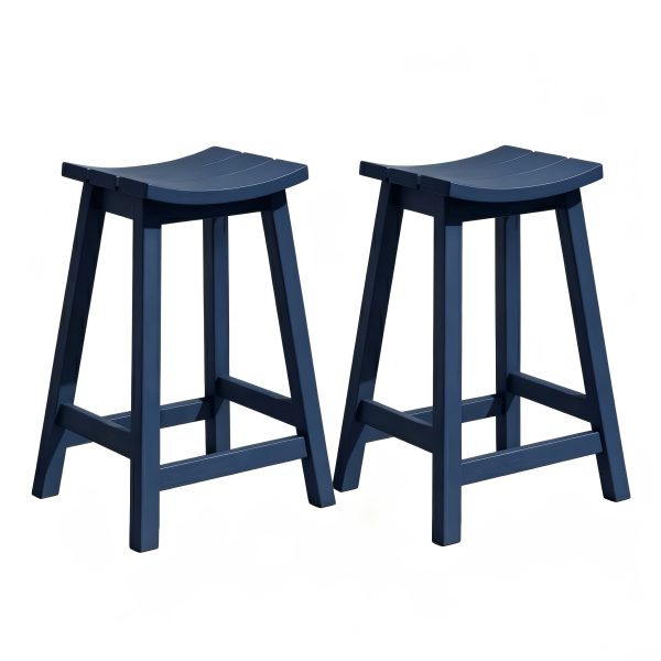 product-fancy-e4fc791b-3fe5-4c64-ac67-4aa633403408 2pcs HDPE Bar Stools 24 Inch, Outdoor Counter Height Bar Stools, All-Weather Resistant Patio Stools for Backyard Kitchen Deck, 400 LBS Capacity, Black/Blue/Gray