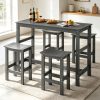 product-fancy-e4fdc156-c0e0-43c3-b20e-c81badb0a507 5pcs Outdoor Bar Table And 4-Chair Set, 55-Inch Rectangular High-Leg Bar Table with Stools, All-Weather Waterproof Patio Furniture, Easy to Assemble, Ideal for Patios, Balconies, Backyards, Porches, And Small Spaces