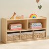 product-fancy-e5133e3a-ca17-4272-8ab4-2aec8a061822 Large Wood Storage Organizer, 2-Shelf Wood Bookshelf, 5-Section Kids Bookshelf, Wooden Storage Cabinet for Classroom, Kids Bookcases And Toddler Shelf for Kids Room, Playroom, Nursery