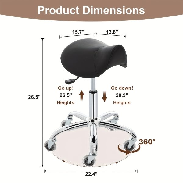 product-fancy-e51bc97c-3eb6-4bbd-a68c-469f62d92369 Swivel Adjustable PU Leather Chair - Ergonomic Saddle Stool with Wheels | for Drafting, Office, Clinic, Beauty & Tattoo - Metal Frame, Polished Finish, Memory Foam