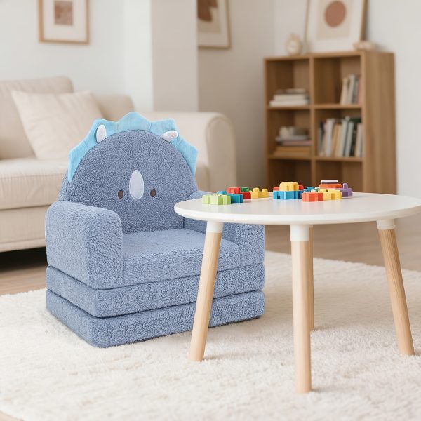 product-fancy-e555bff8-e095-4f9c-b0a7-a99aa45fa97e Kids Sofa 2-in-1 Convertible Kids Couch Fold Out Lounger Soft Sherpa Kids Chair High-Density Foam Sofa Cute Brown Bear Playroom Nursery Furniture for Boys Girls Room Decor