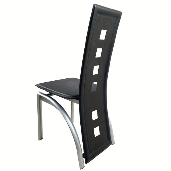 product-fancy-e55e6aff-0f58-4375-b269-eb38116d0b91 4pcs Hollow Decoration PU Leather Dining Chair Black